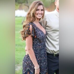 Multicolor patrons of peace long dress size small